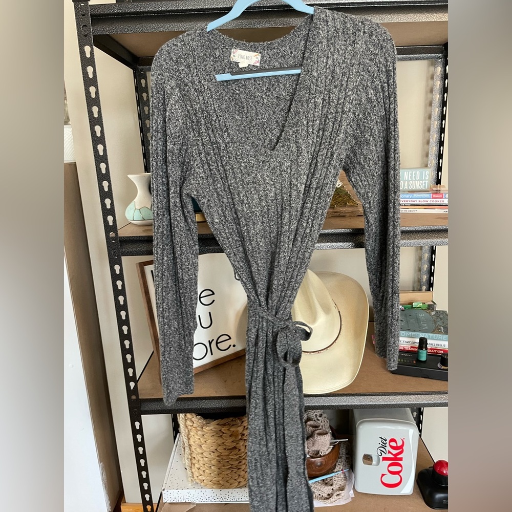 Pink Rose, grey sweater dress  size Large